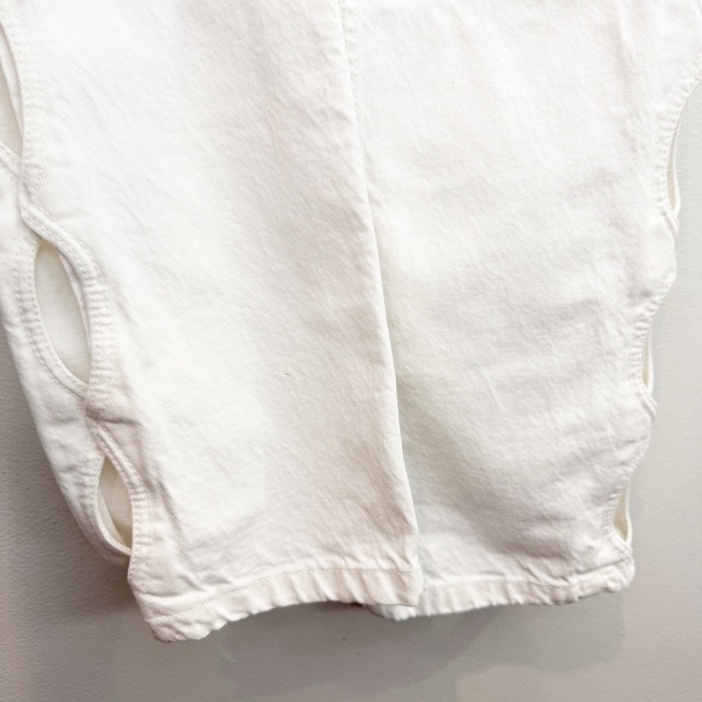 Zara White Cut Out Straight Denim Jeans Size 2 NWT - Picture 3 of 8